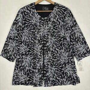 Alex Evenings Metallic Leaf Jacket Womens 2X Open Front Formal NWT